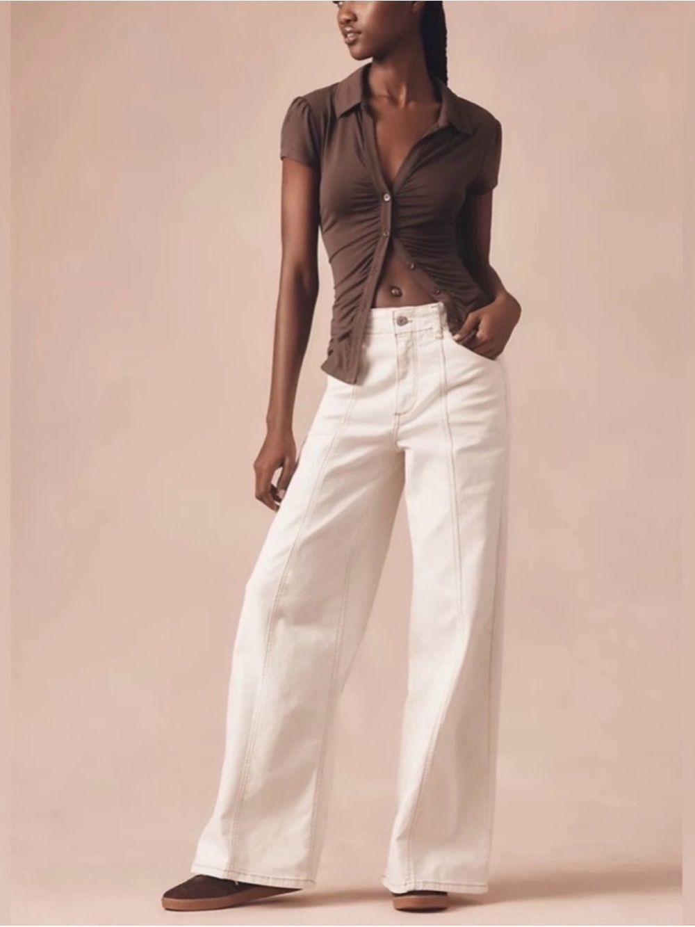 Anthropologie Maeve The Delaney Clean-Seamed High-Rise Wide-Leg Jeans Size 32